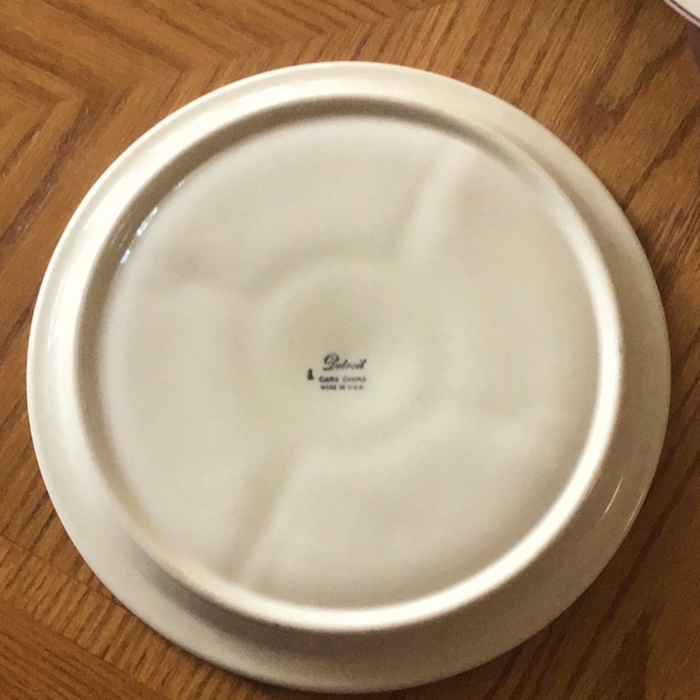 Set of 2 Vintage Carr China divider fondue plates - Picture 3 of 5